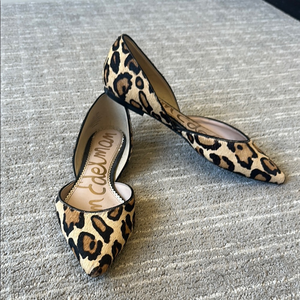 Sam Edelman Brown and Black Flats with Animal Print